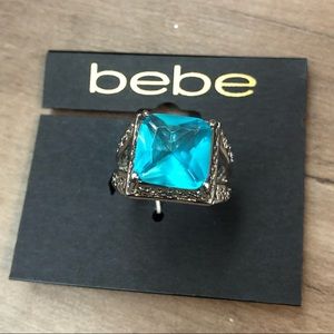 New bebe silver and blue ring
